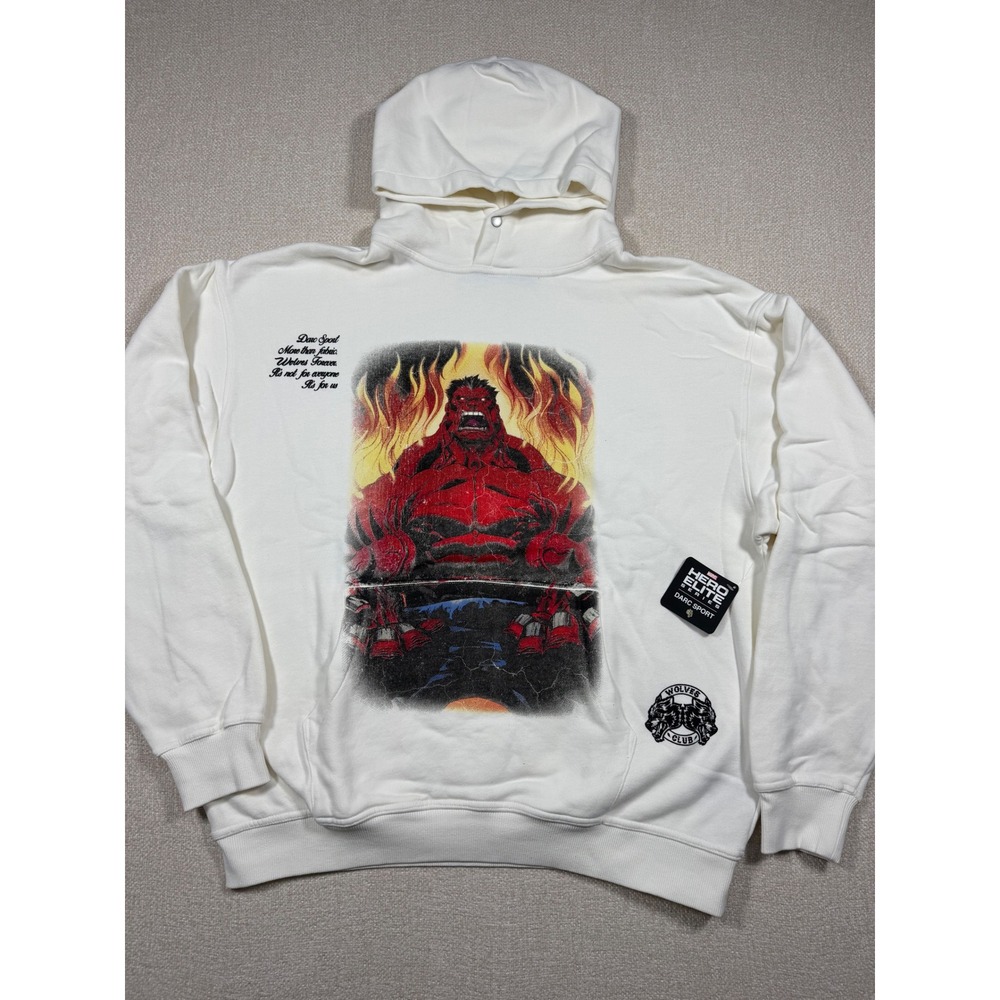 Darc Sport Marvel Hulk Pierce Hoodie Cream Red Hulk Limited Edition Sz L